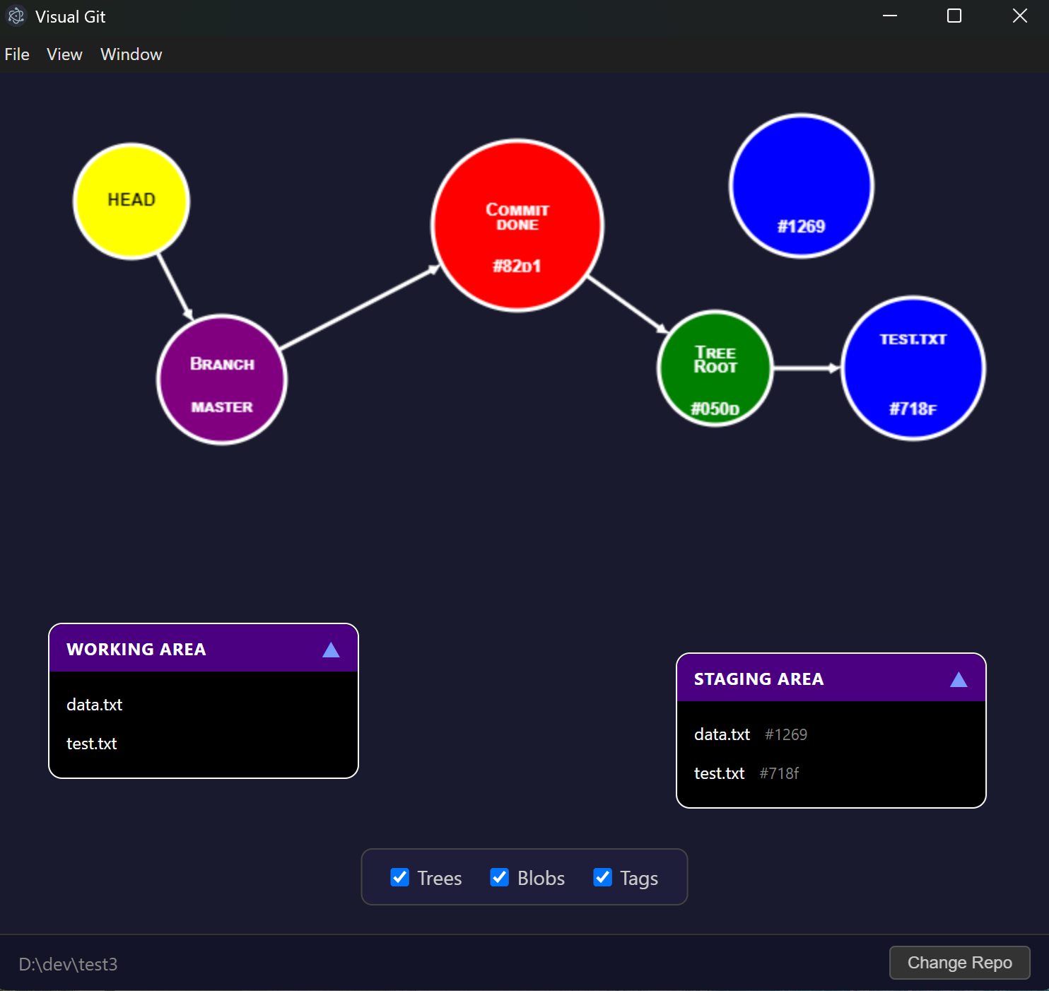 Visual Git showing staged file